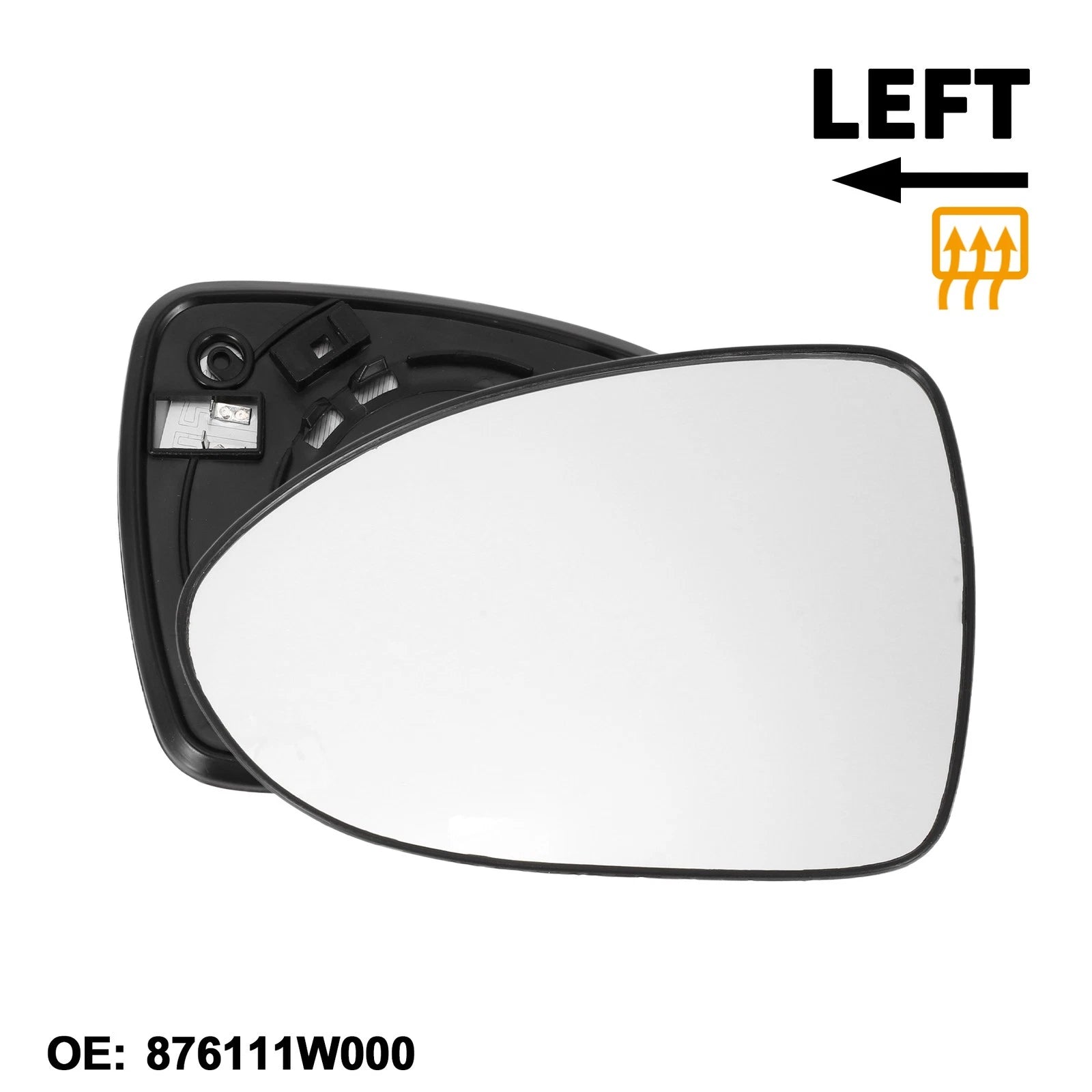 Left Heating Mirror Glass Replacement for Kia Rio (2012–2017) No. 876111W000