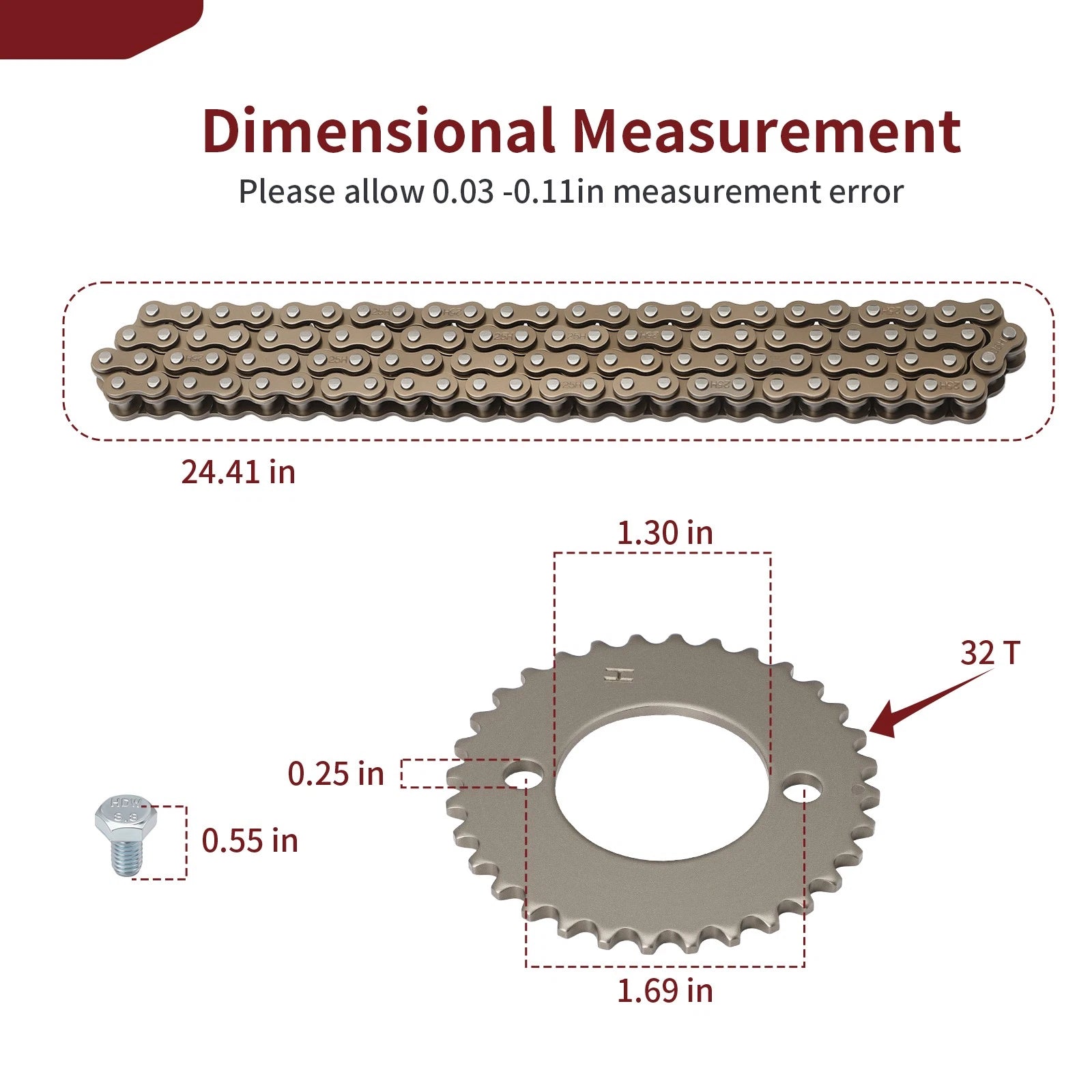 Timing Cam Chain w/ Sprocket 32T14321-440-000 for Honda XL100 XL125 (1976–1978)