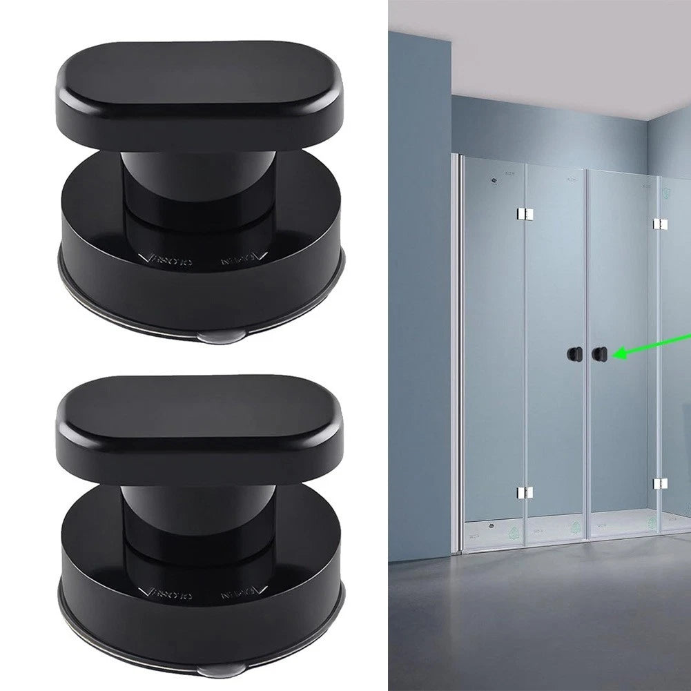 2X Suction Cup Door Handle for Glass Cabinet Refrigerator - Black