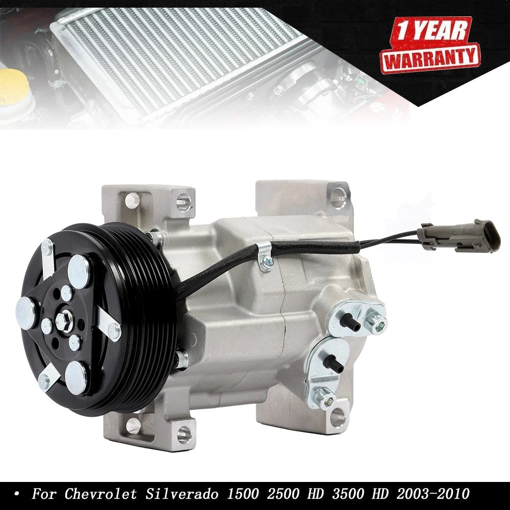AC Compressor for Chevrolet Silverado 1500 2500 HD 3500 HD (2003–2010) 4.3L 6.6L