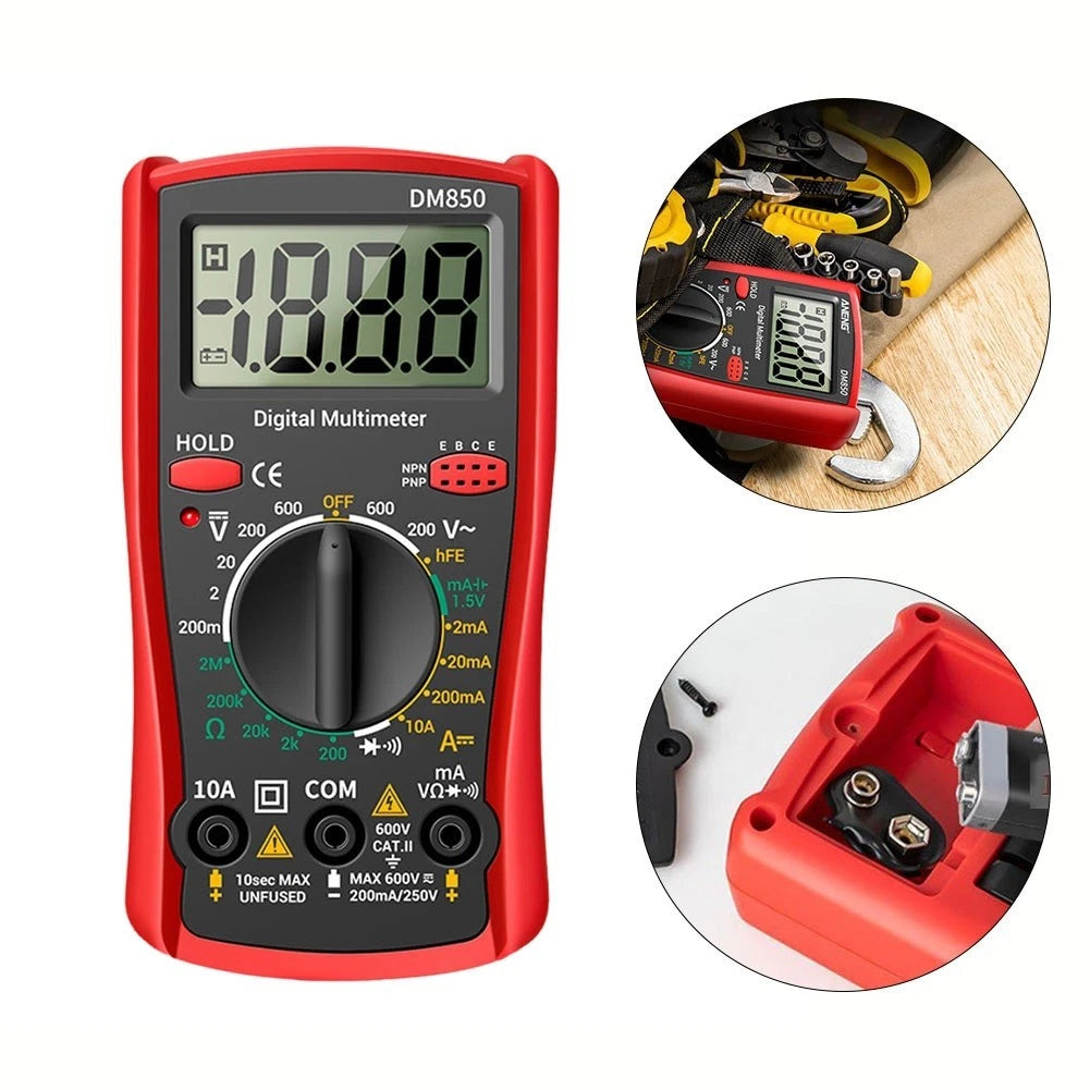 Digital Multimeter DM850 with AC DC Voltage Measurement and Data Hold
