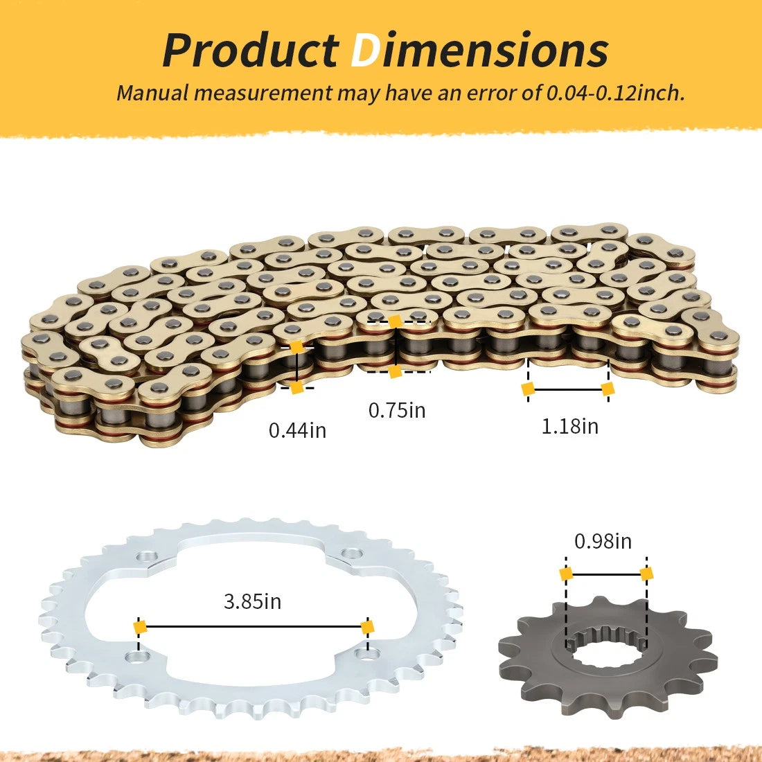 Gold Drive Chain + Drive Sprocket for Yamaha Raptor 700 (2006–2024)