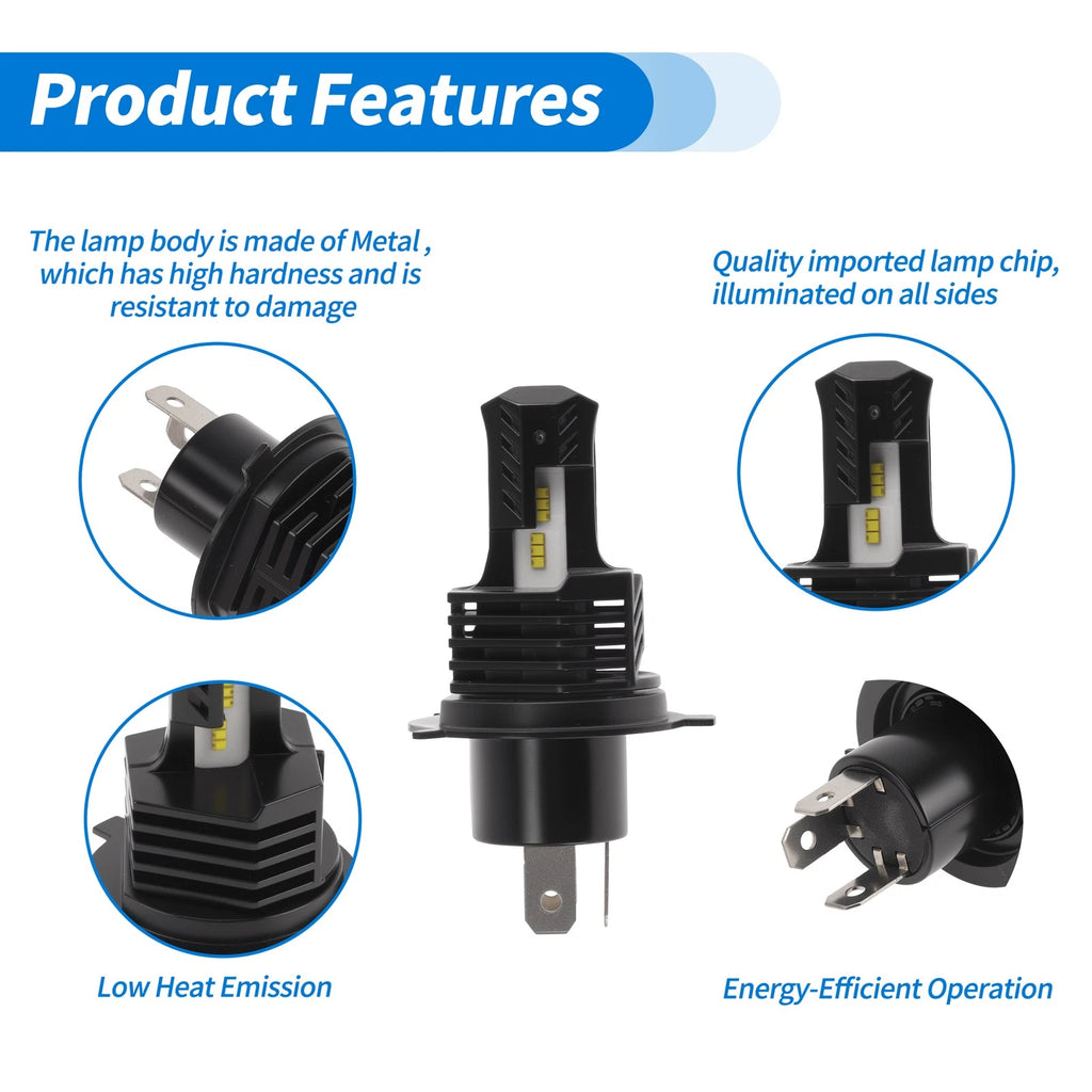 H4/9003 LED Light Bulbs for Auto (7000lm, 6000K Cold White)