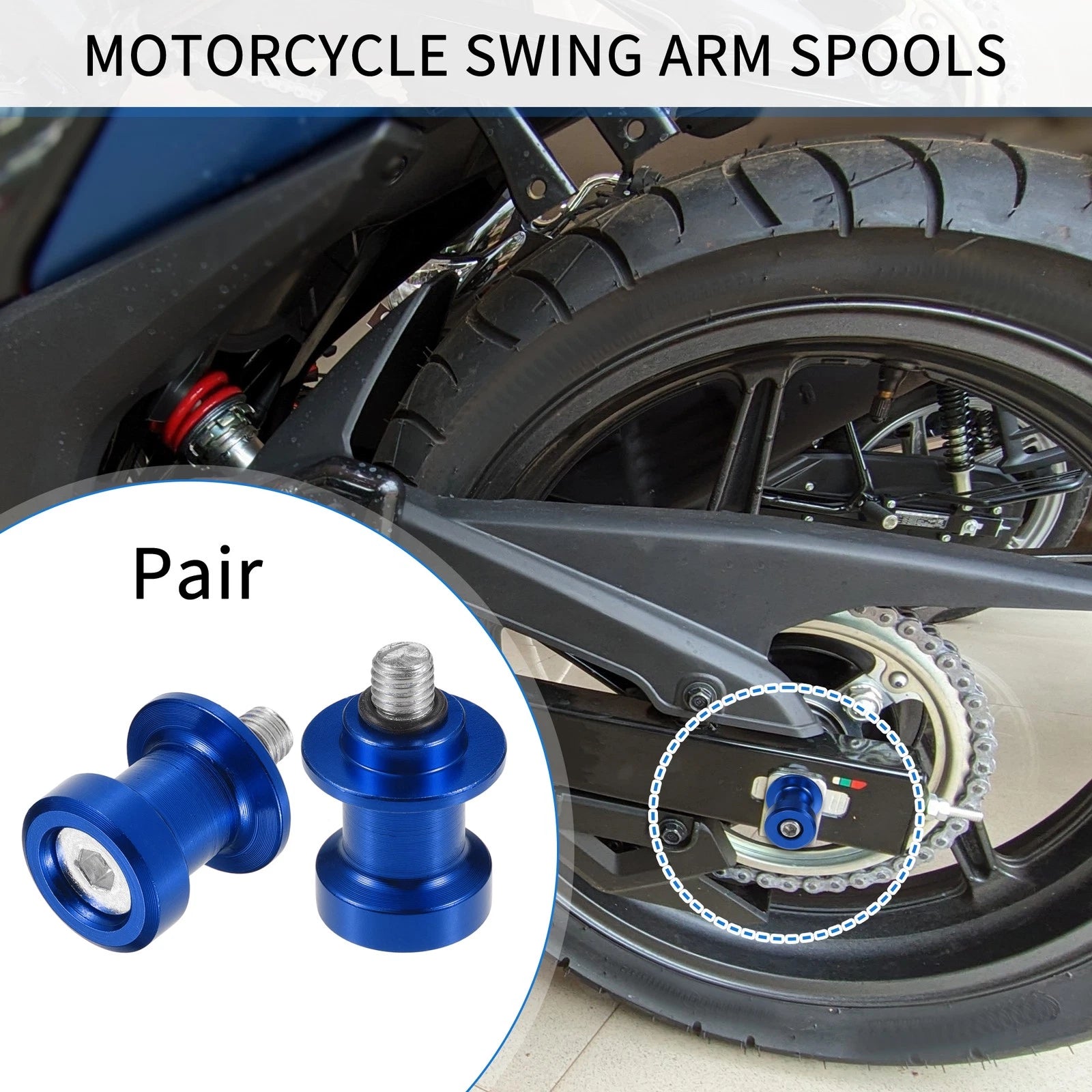 Motorcycle Swingarm Spools 8mm CNC Replacement Pair for Universal (All Years)
