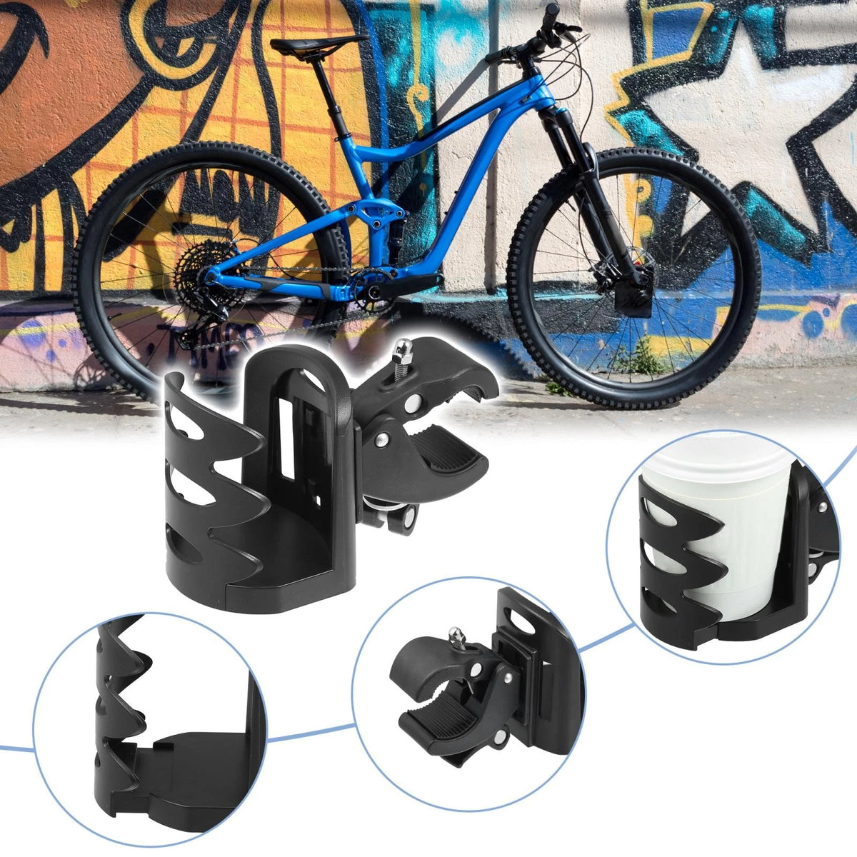 Bike Drink Holder Cup Holder for Universal Bicycle ATV Handlebar Mount (Any Year)