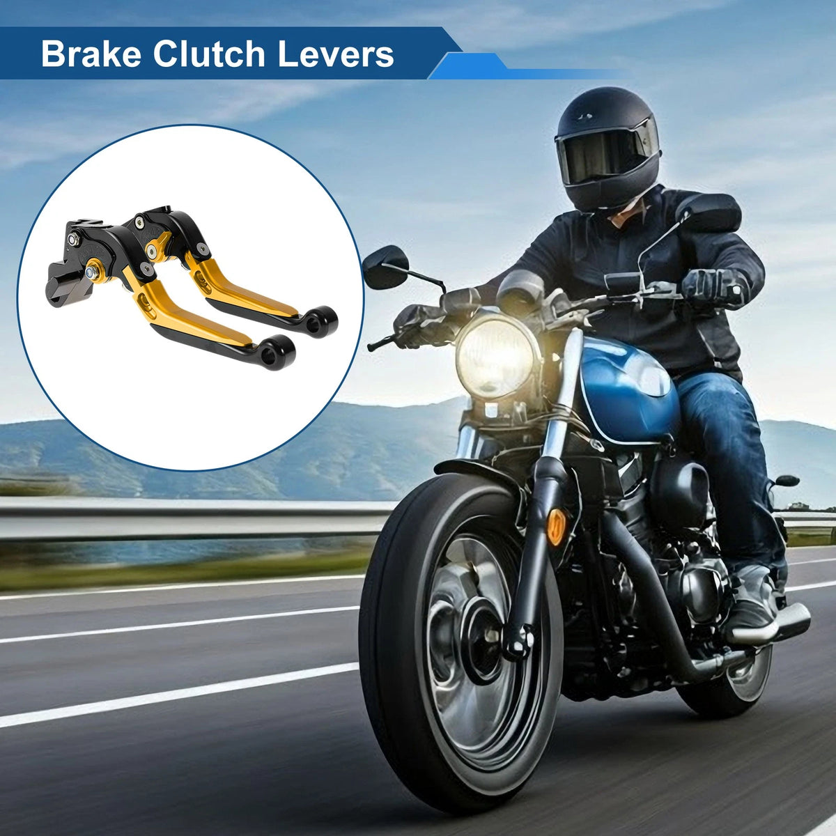 Adjustable Brake Clutch Levers for Kawasaki ER-5 (2005–2009) Black Gold Tone