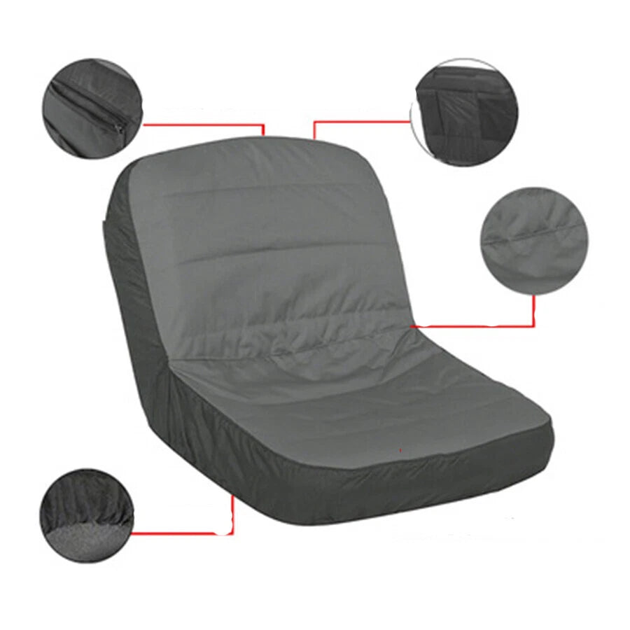 1 x Black & Grey Lawn Mower Tractor Seat Cover Thickened Comfort Protector Pad