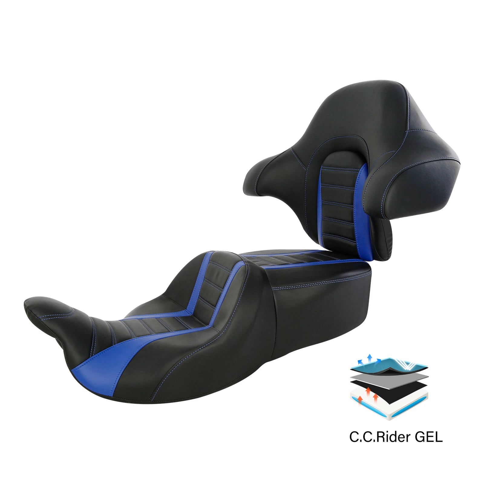 Gel Seat Backrest for Harley Road Glide (2014–2023) - Black Blue