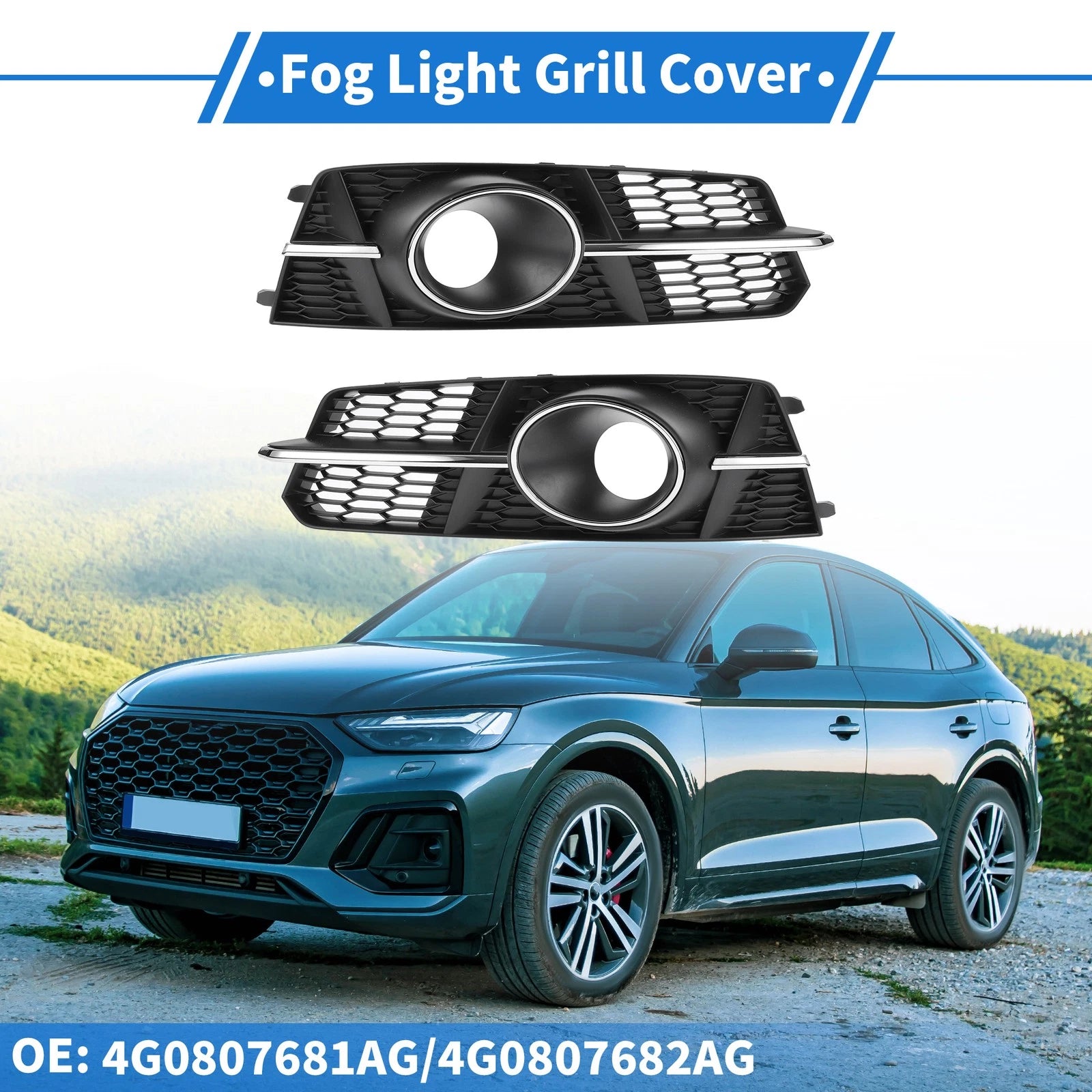 Front Fog Light Grill Pair Replacement for Audi A6 C7 A6L (2012–2018)