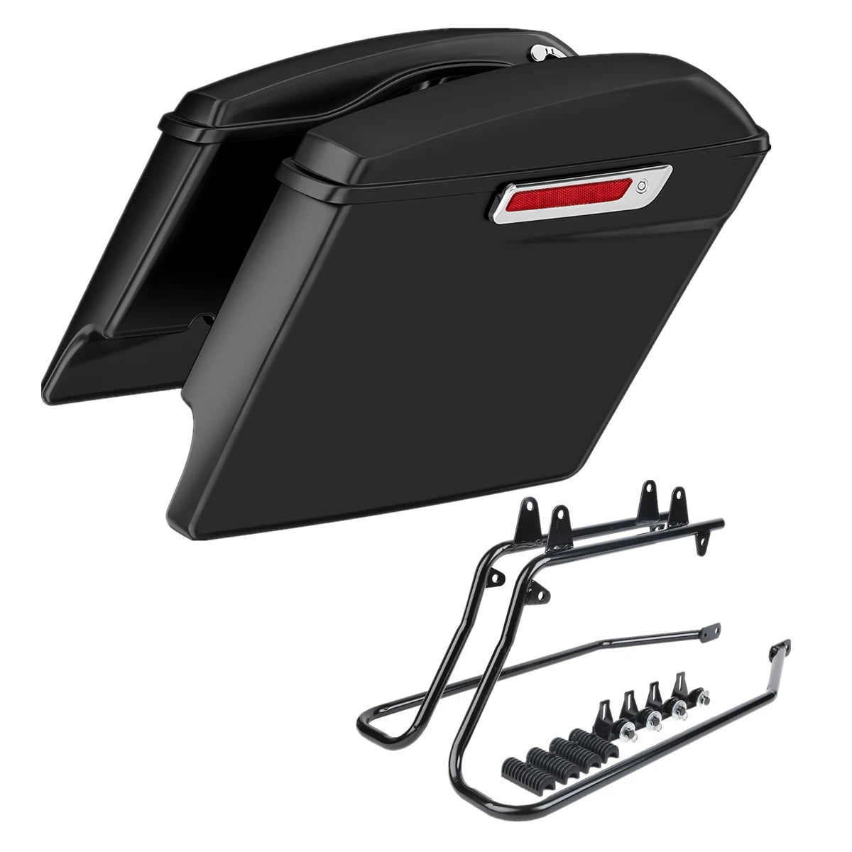 Matte Black 5'' Stretched Saddlebags w/ Bracket for Harley Softail (1984–2017)