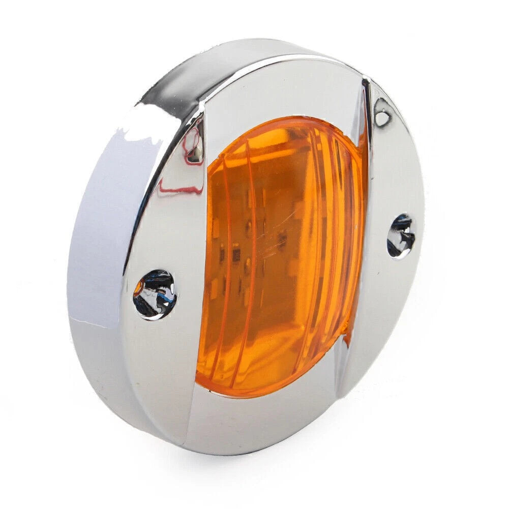 2X Round 24V LED Side Marker Trailer Lights Amber for Truck Trailer RV Boat