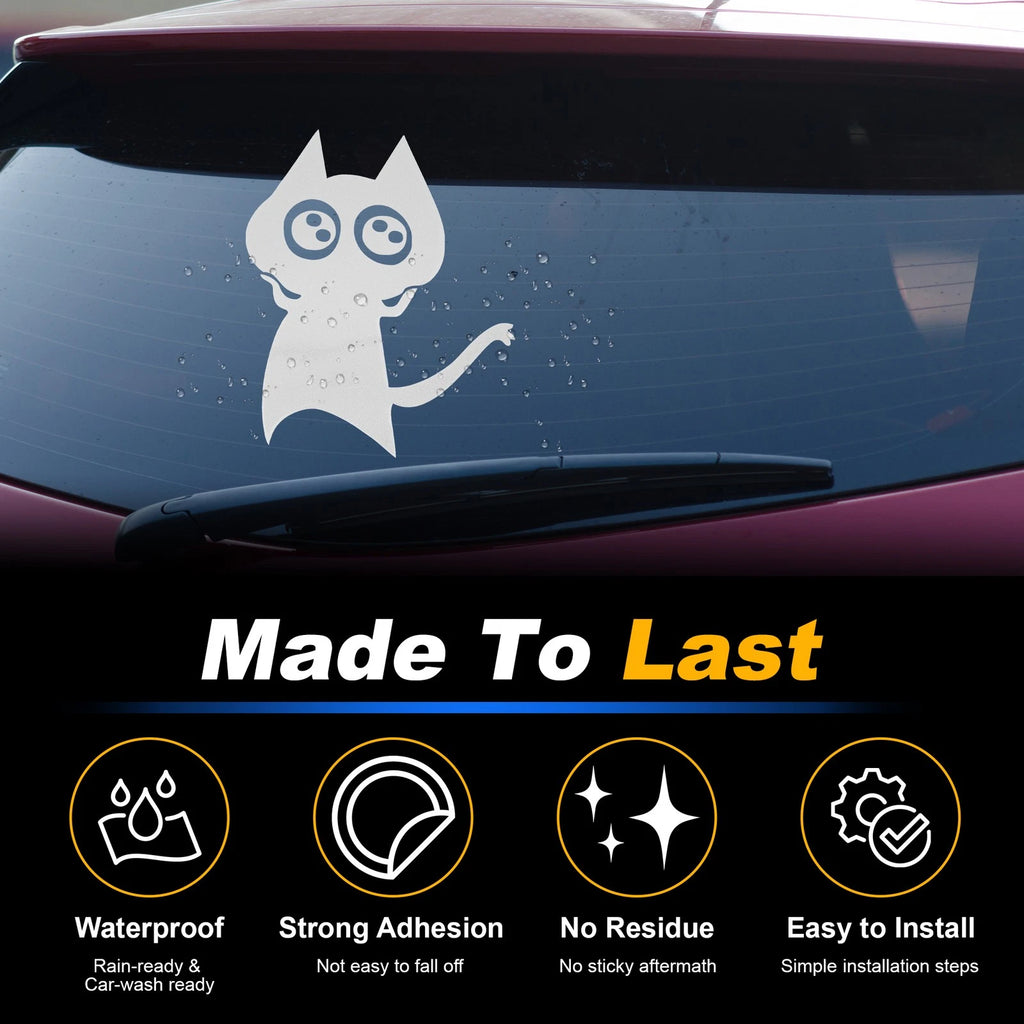 Reflective Bumper Decal for Car (White Square Cat)