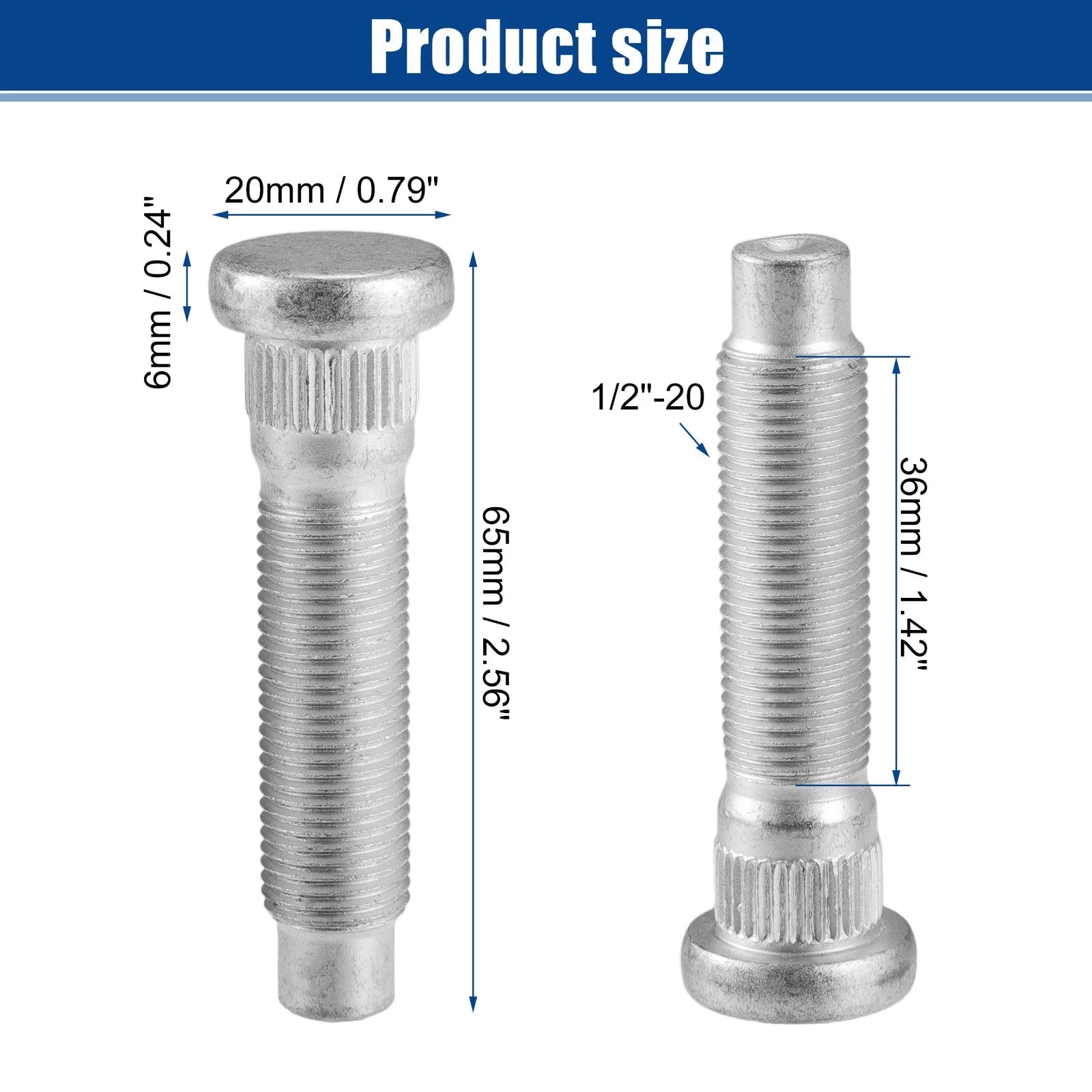 20 Pc Wheel Lug Stud Front or Rear Replacement for Ford Lincoln (1998–2011)
