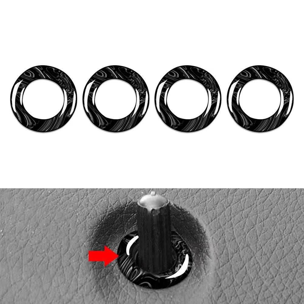 4 Pcs Marbling Interior Door Lock Pin Cover Ring For Benz C Class W205 2015-2021