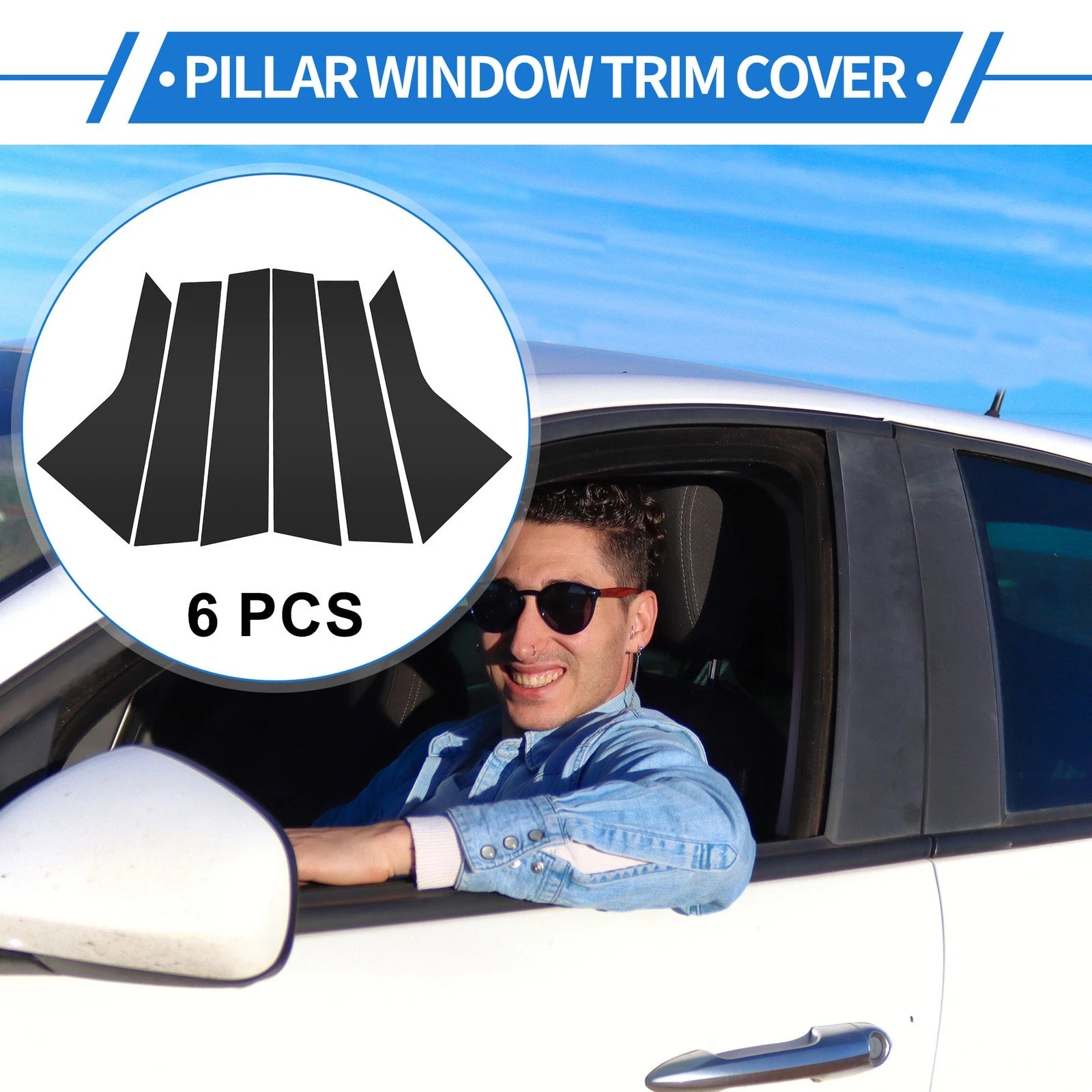6 Pcs Door Pillar Window Trim Replacement for Hyundai Tucson (2021–2023)