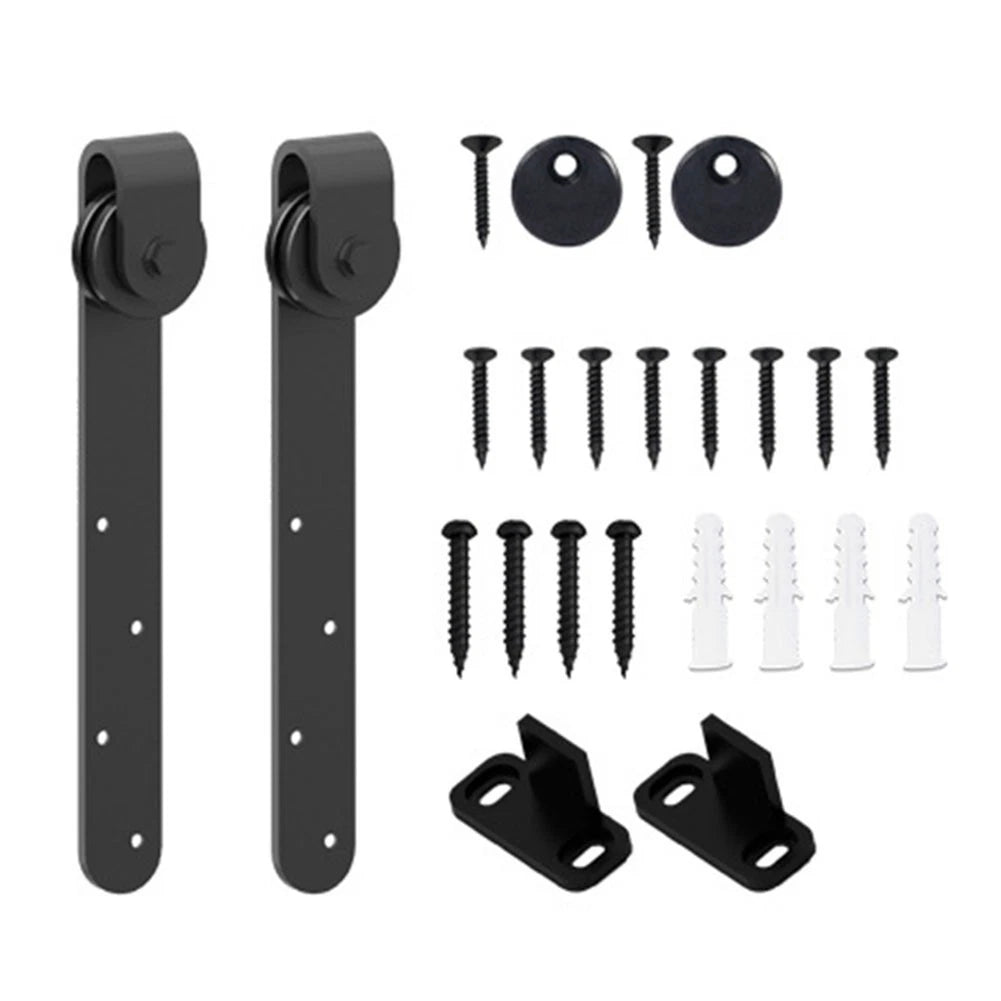 Sliding Barn Door Hardware Kit for Mini Cabinets - Black Finish