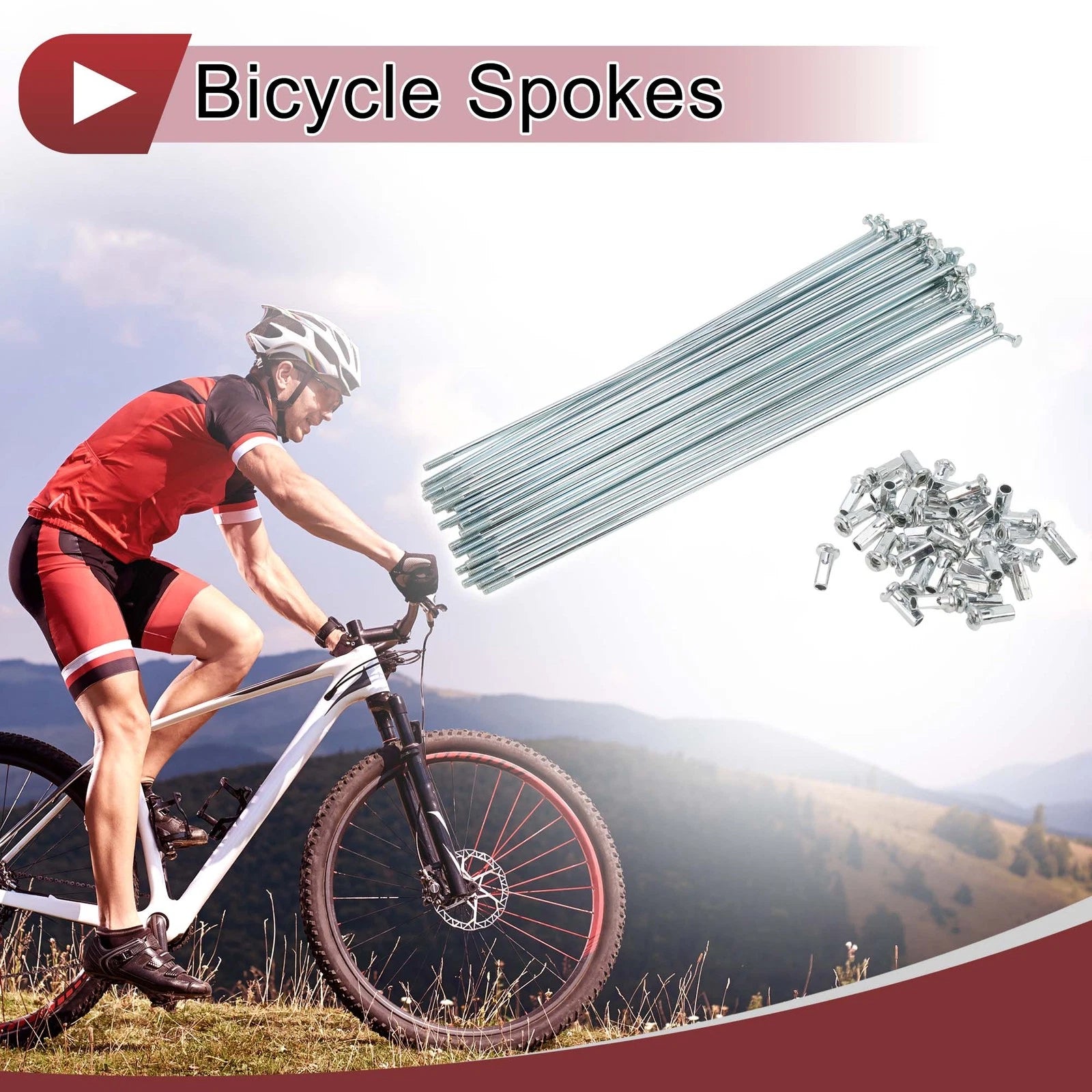 Set 38 Bicycle Wheel Spokes 189mm Galvanized Steel for 12G (189mm) (2005–2015)