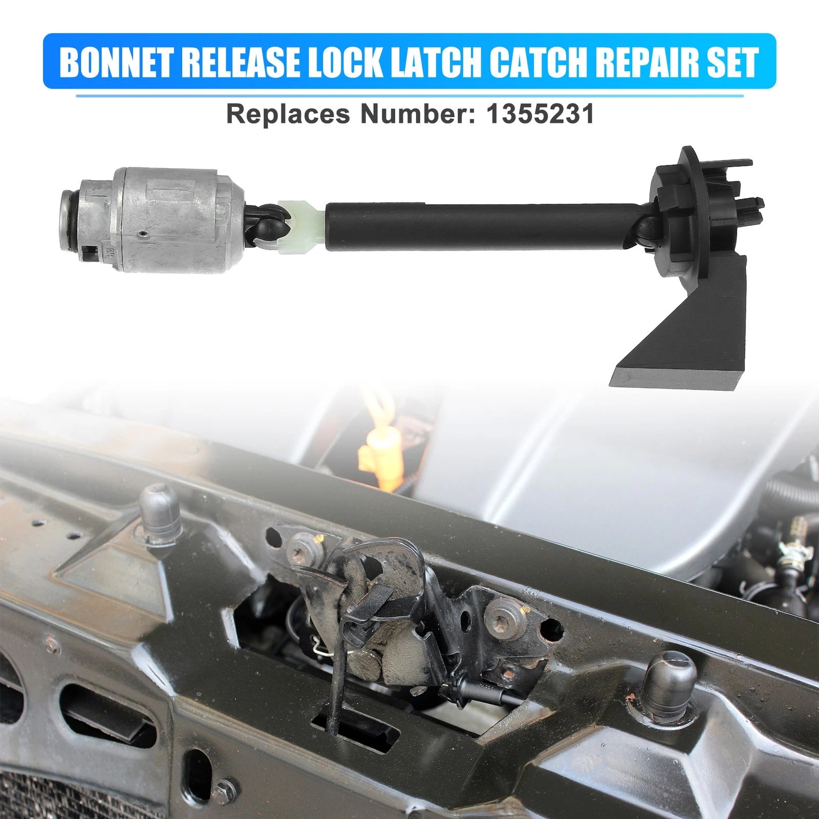 Bonnet Release Lock Kit with Latch and 2 Keys for Ford Focus (2004–2012)