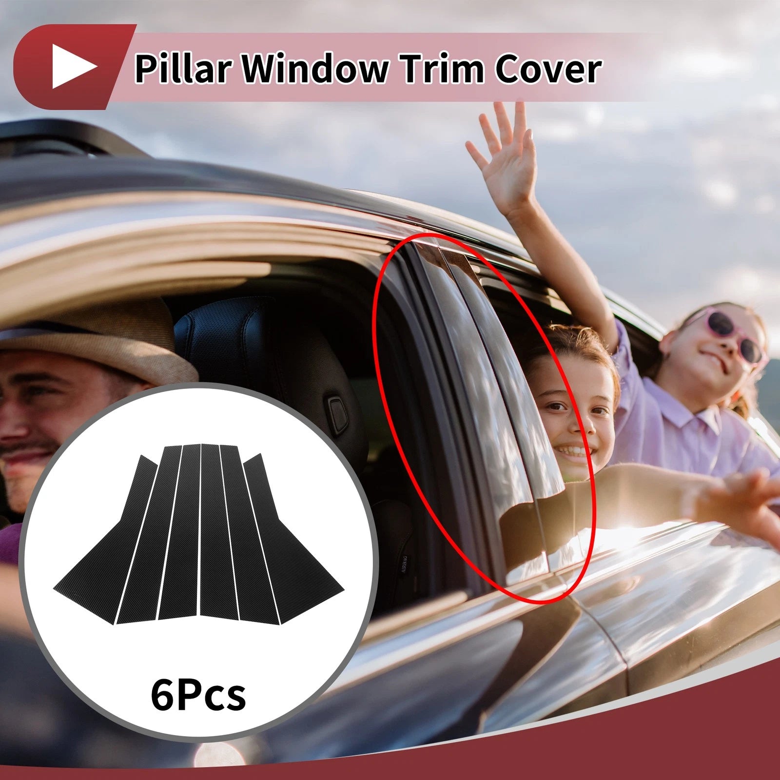 6 Pcs Door Pillar Window Trim Replacement for Audi Q7 (2016–2023)
