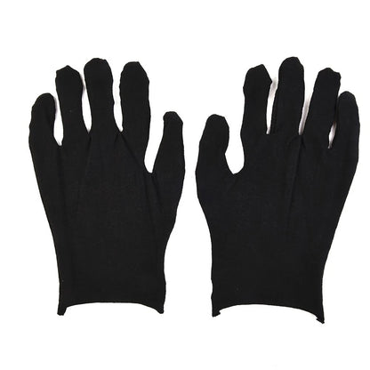 12 Pairs Black Cotton Gloves for Sensitive Cleaning (No Specific Years)