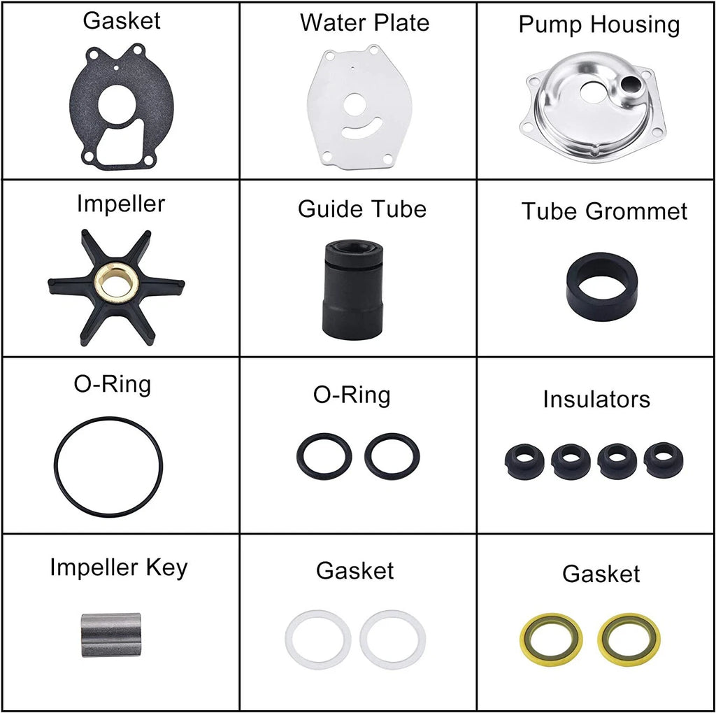 Water Pump Impeller Kit for Mercury Mariner Outboard 15-25 HP (2-Stroke) 46-99157T2