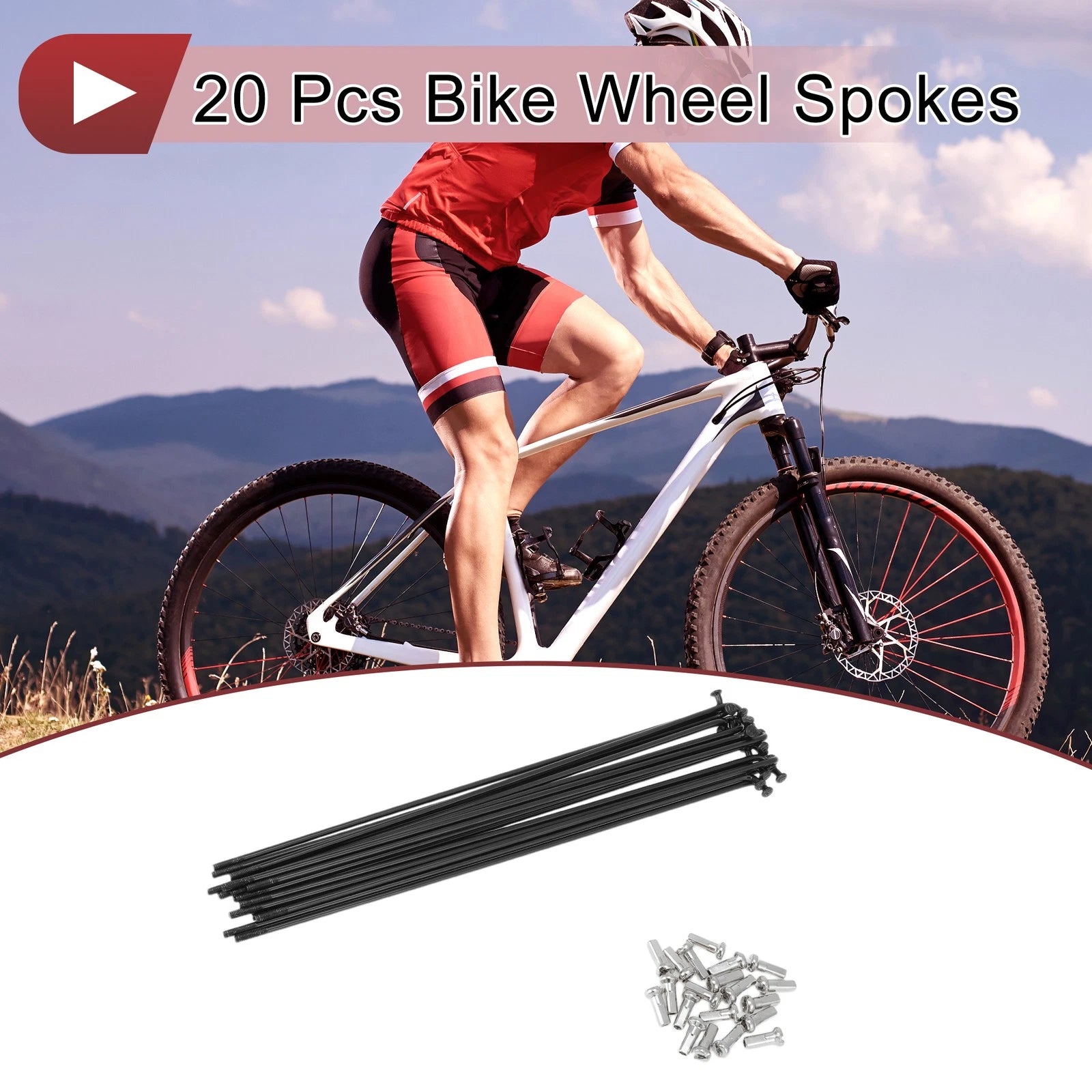 Bicycle Spokes 177mm Replacement Set for 13G Bike Wheels (Black)