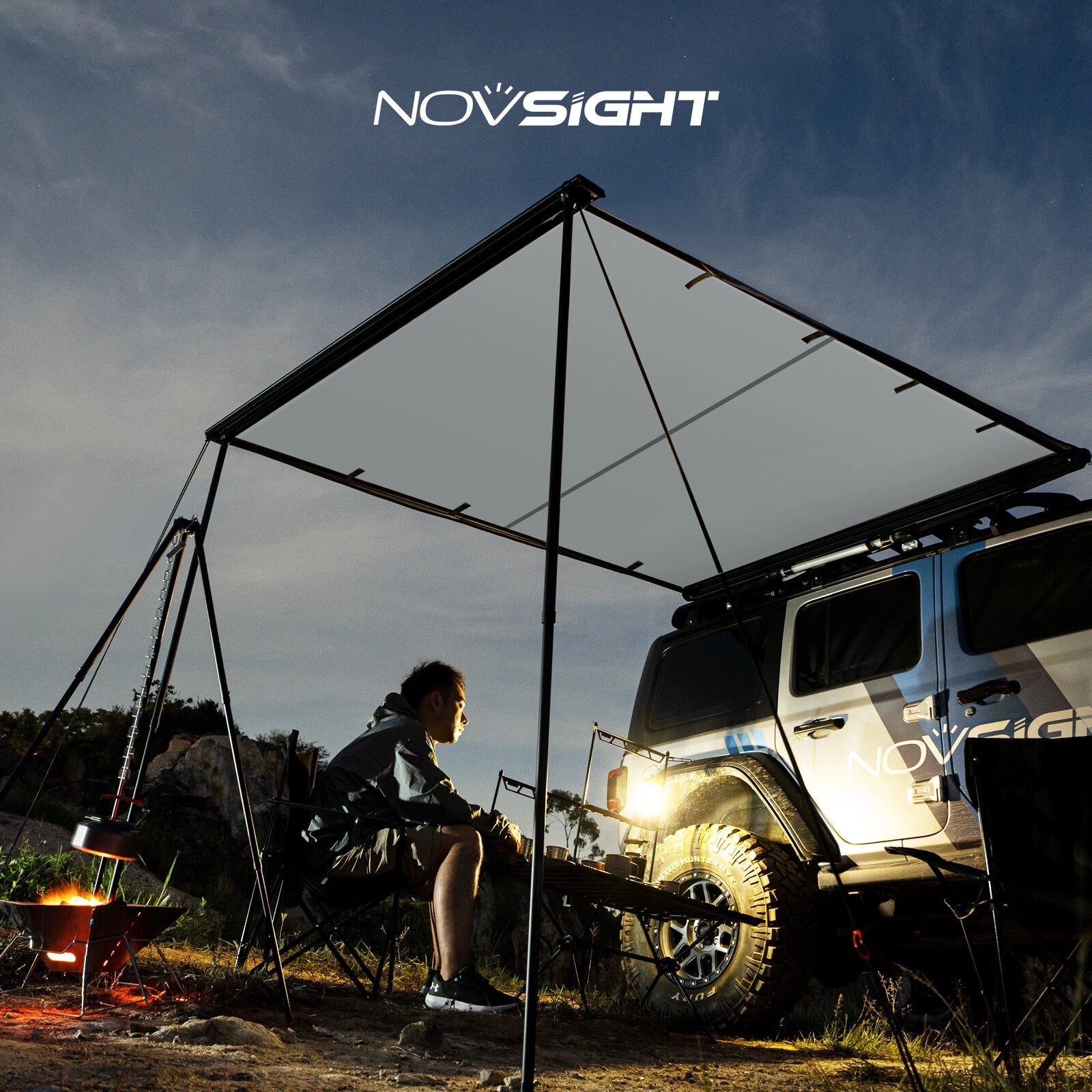 Car Side Awning for SUV Rooftop Tent (5.2' x 8.2')
