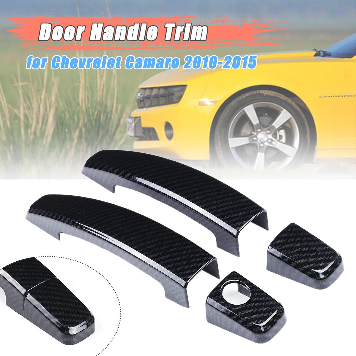 2X Carbon Look Door Handle Cover Trim for Chevrolet Camaro (2010–2015)