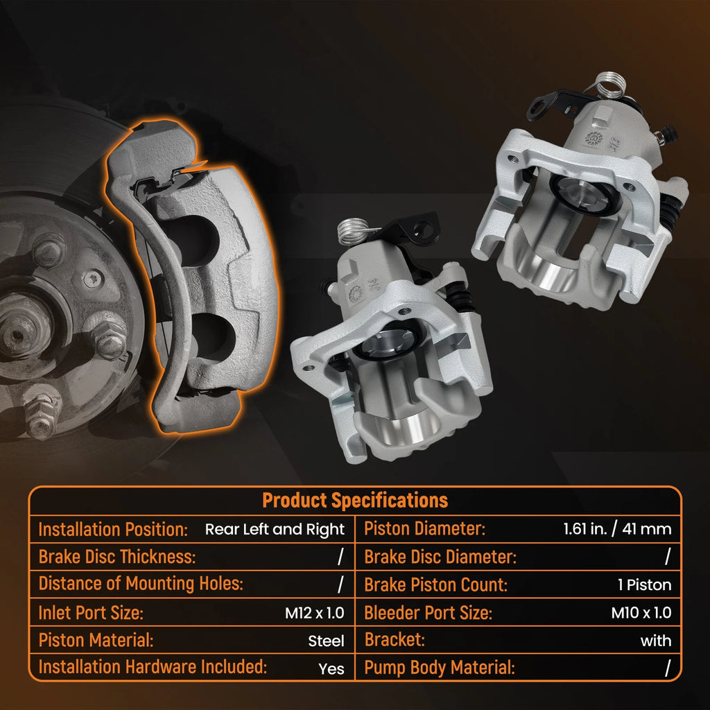 Rear Brake Caliper Assembly Set for Volkswagen Jetta (2000–2005, 2008–2009)