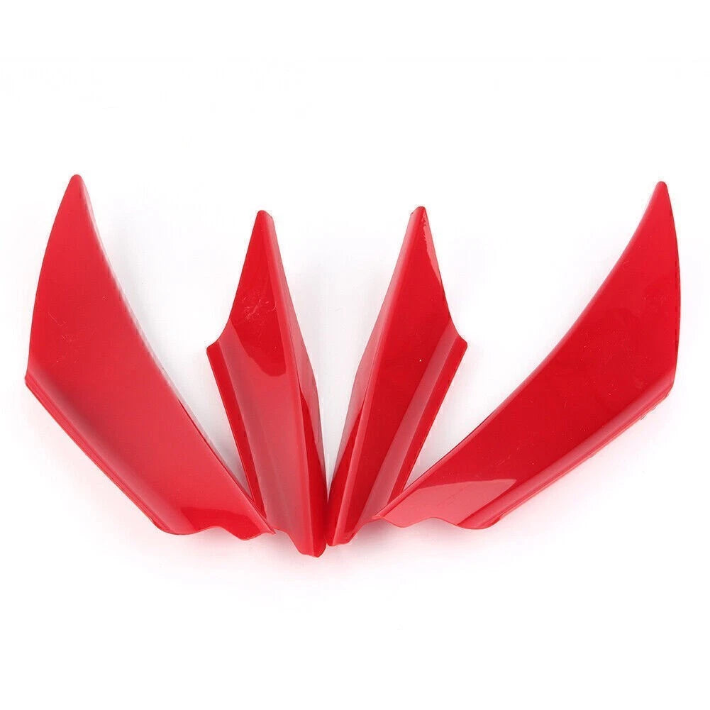Universal ABS Front Bumper Canards Splitter Fins Body Spoiler Red