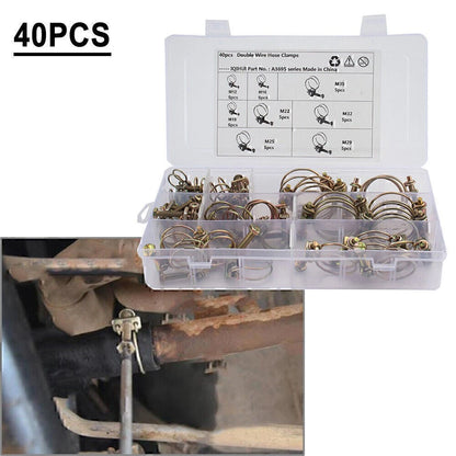 40PCS Double Wire Hose Clamp Kit for Classic Vehicles (No Specific Years)