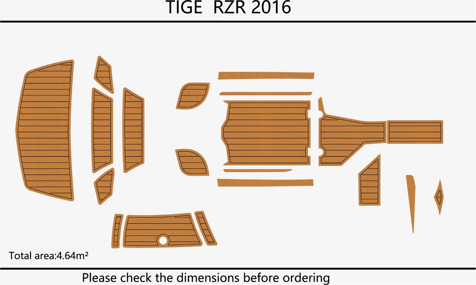 EVA Foam Faux Teak Deck Flooring Cockpit Pads for Tige RZR (2016)