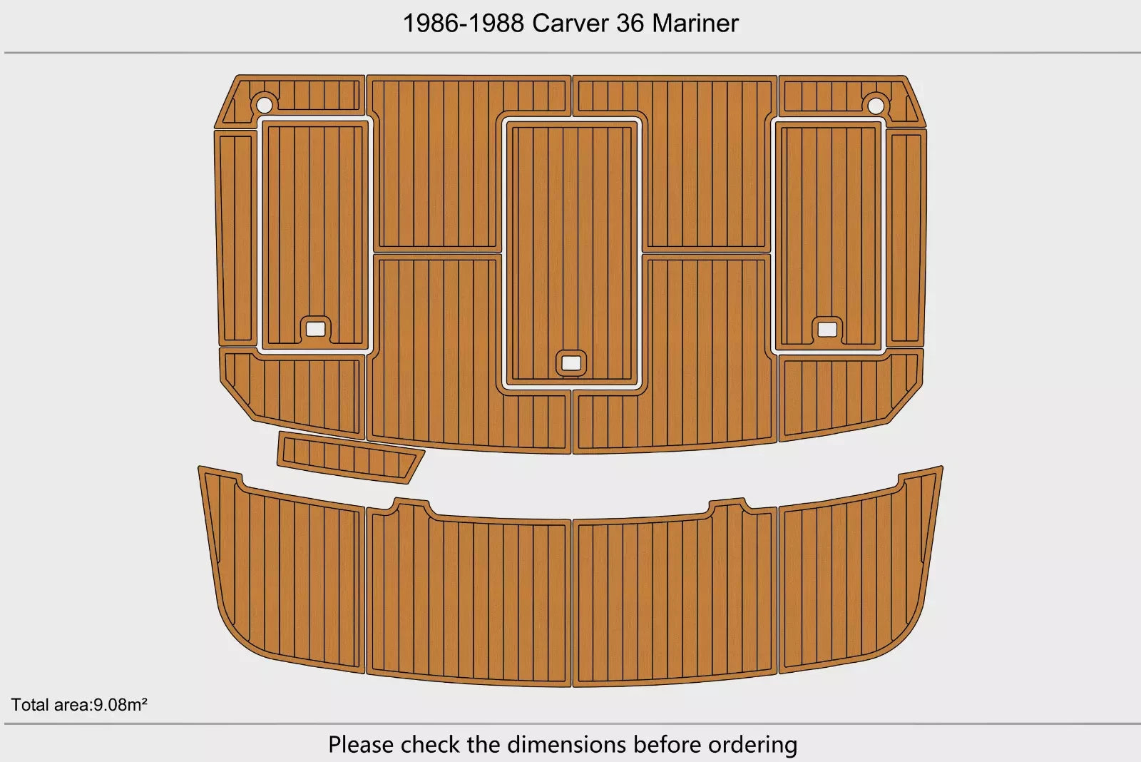 EVA Foam Teak Deck Floor Mat for Carver 36 Mariner (1987)
