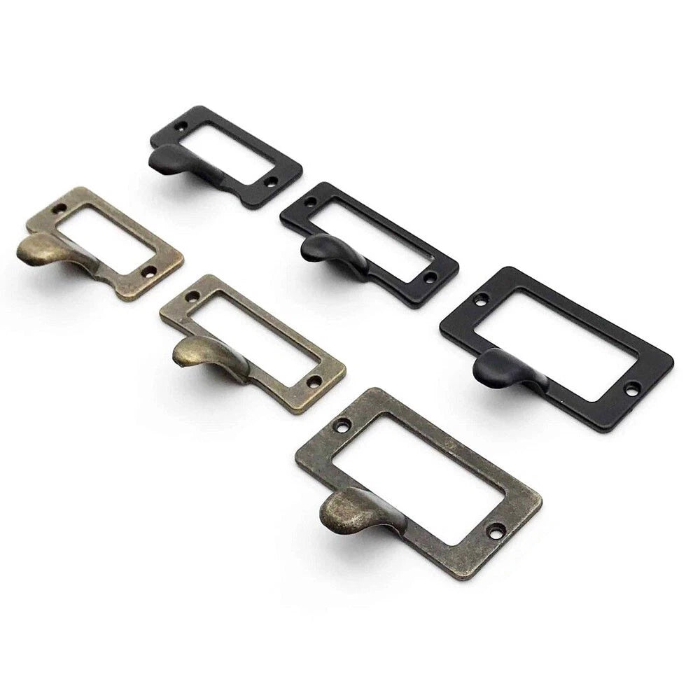 6pc Metal Alloy Drawer Cabinet Label Tag Holder Frame Pull Handle