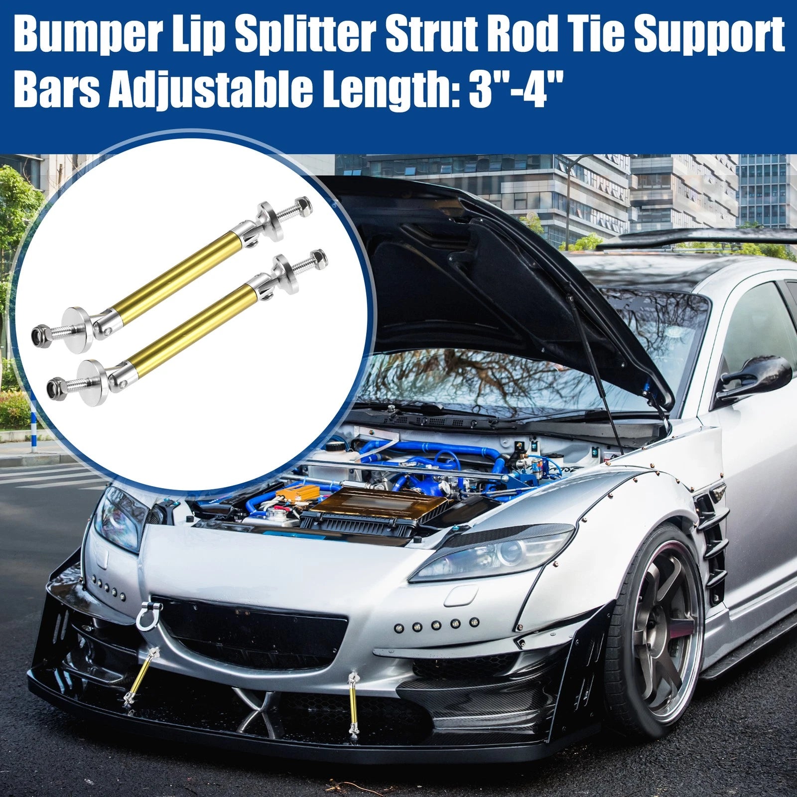 1 Pair Front Bumper Lip Splitter Diffuser Strut Rod for Universal