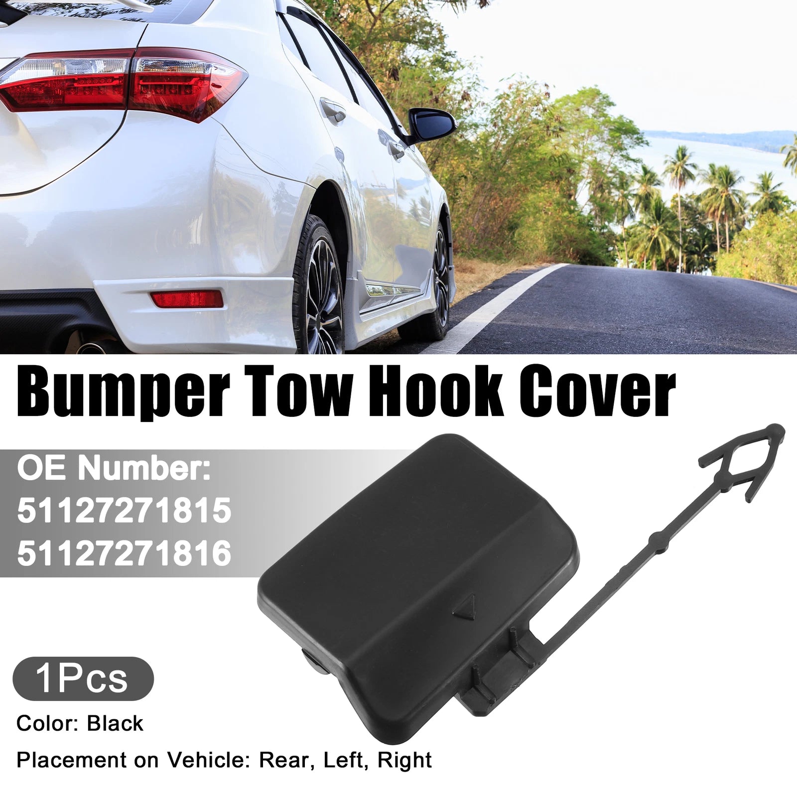 Pair Tow Eye Hook Caps for BMW X5 (2000–2006) Black
