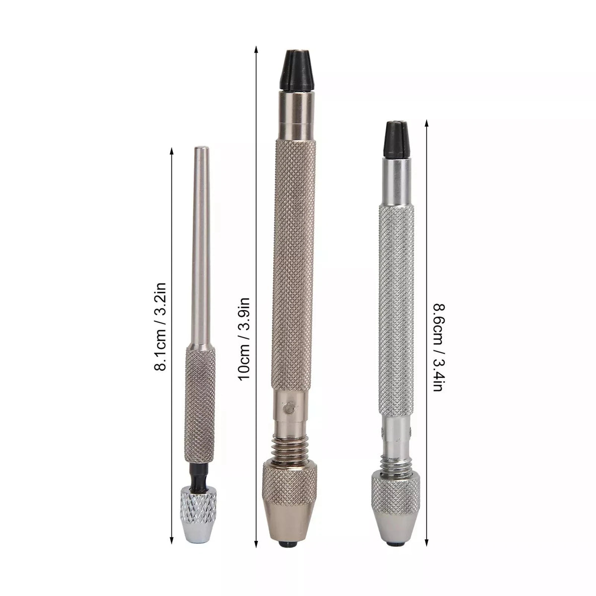 3-Size Hand Drill Set for Watch Repair Tools (Silver Alloy)