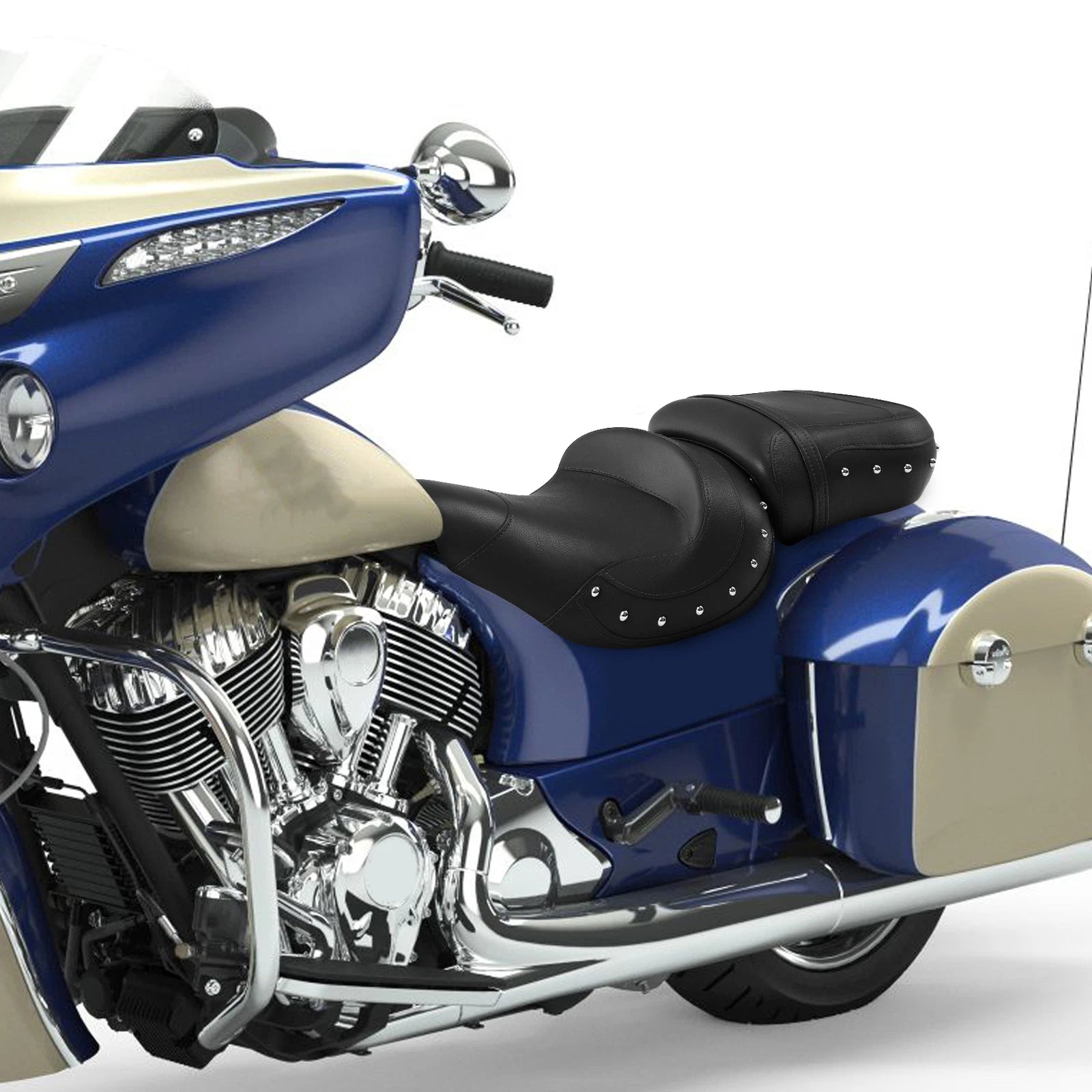 Black Driver Passenger Seat for Indian Chieftain Roadmaster (2014–2023)