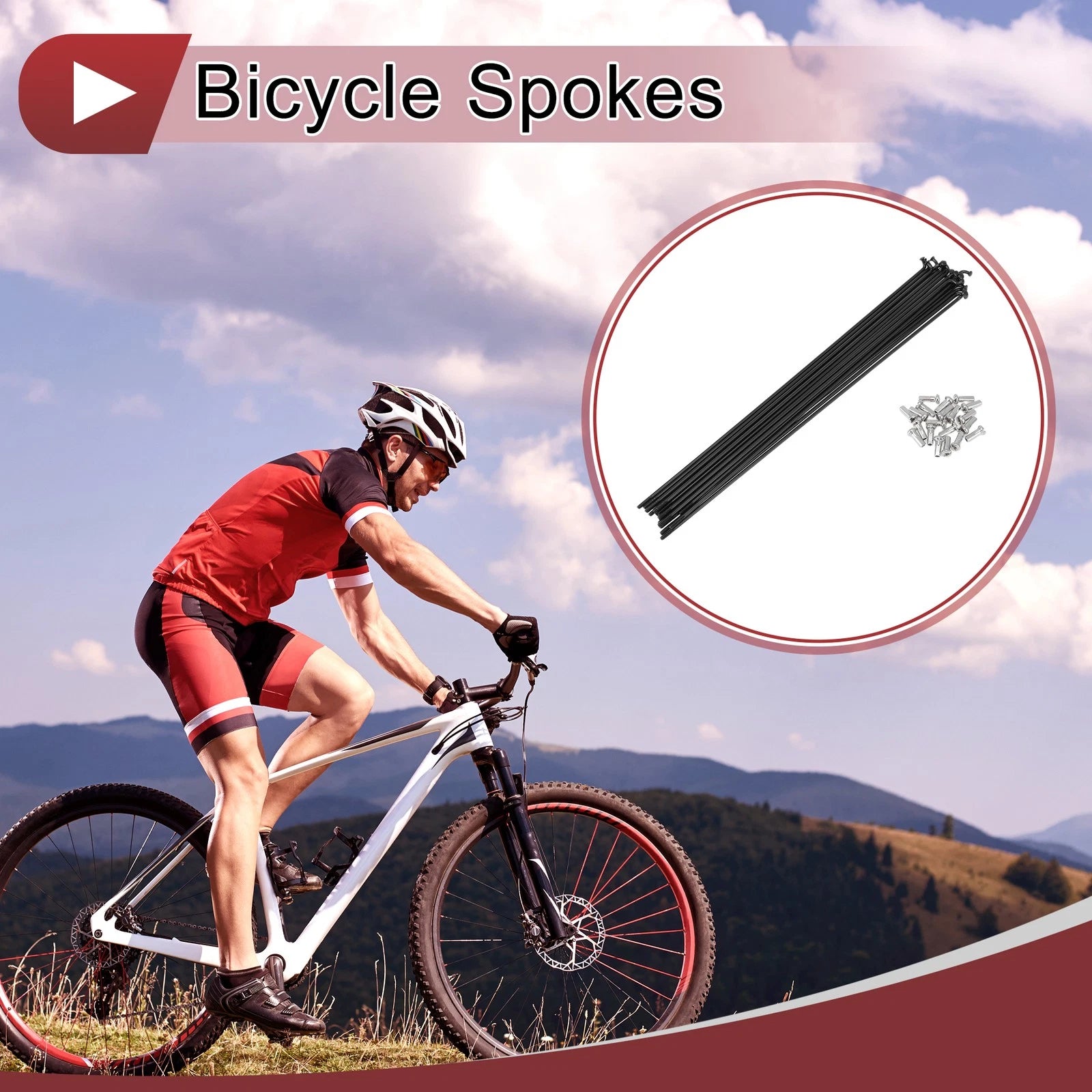 Bicycle Wheel Spokes Set 229mm 304 Stainless for 13G Black (Qty 20)
