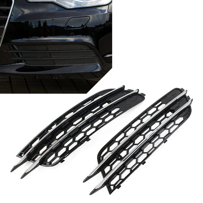 Front Bumper Honeycomb Mesh Grille Cover for Audi A6 C7 (2012–2015) Chrome