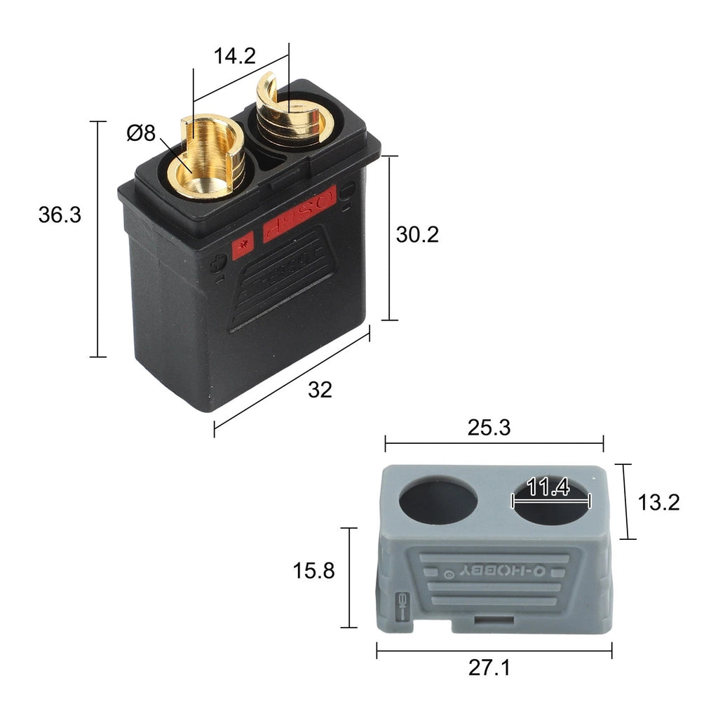 500V 110A QS8P L Connector with Dust Cover for Battery Modification