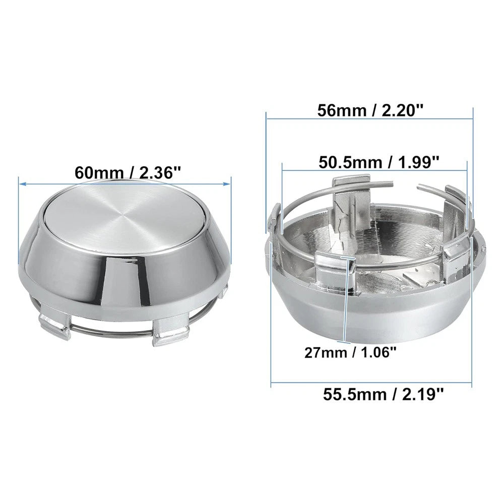 Set of 4 Chrome Hub Caps for Car Wheel 60mm