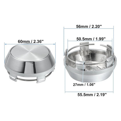 Set of 4 Chrome Hub Caps for Car Wheel 60mm