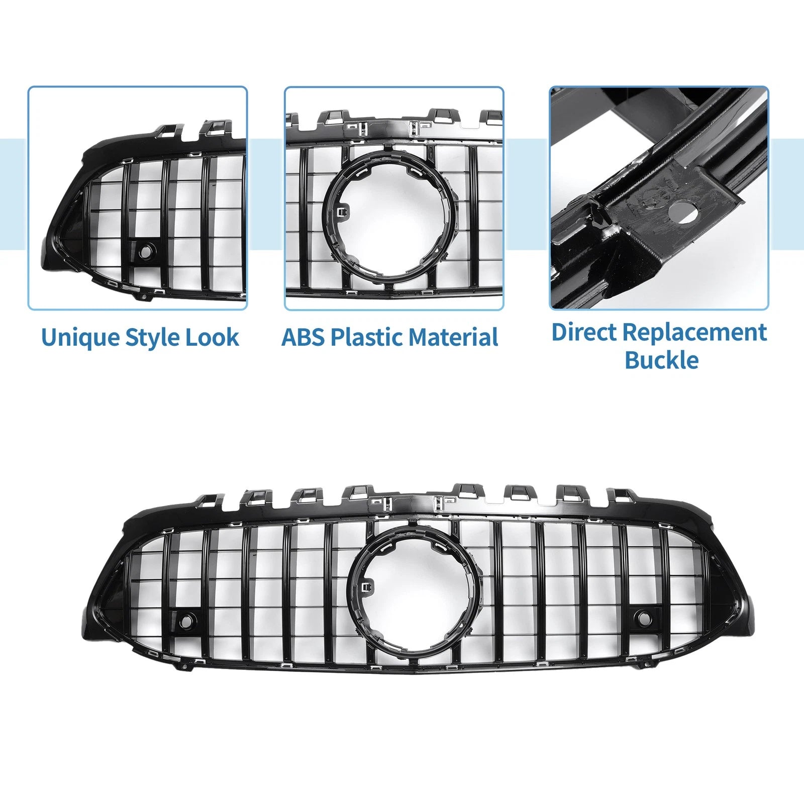 Front Upper Bumper Grille for Mercedes-Benz (without Hole, Black)