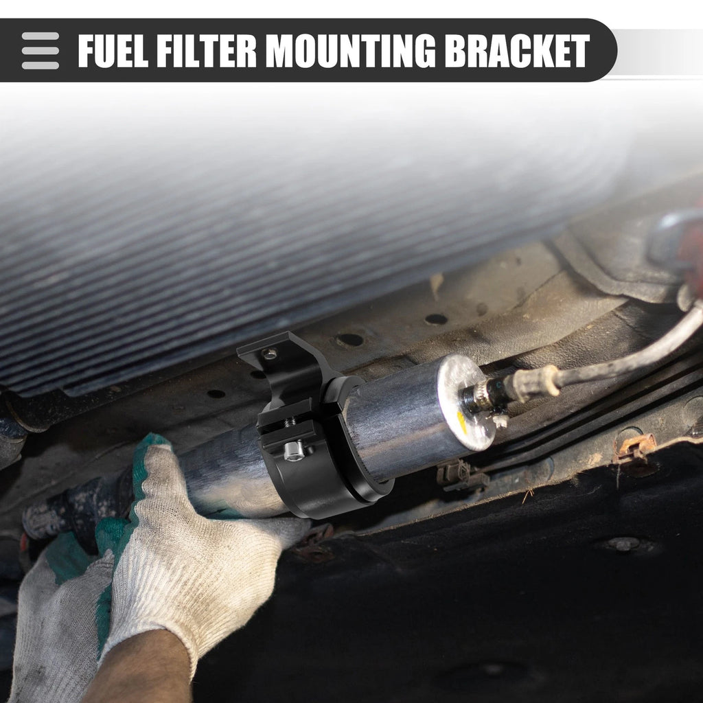 2X Fuel Filter Mounting Bracket for Universal Applications (50mm ID) Black