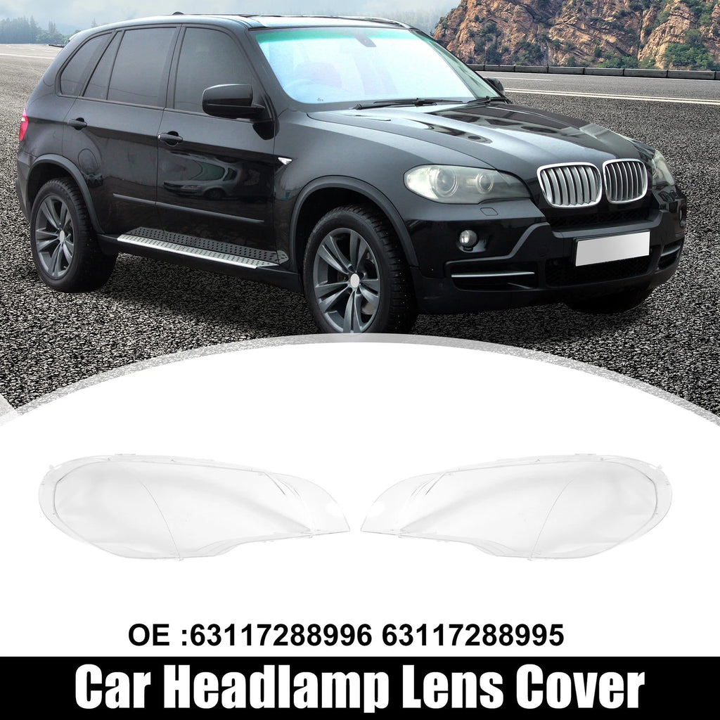 Headlight Lens Cover Cap Pair Front for BMW X5 E70 (2007–2013)
