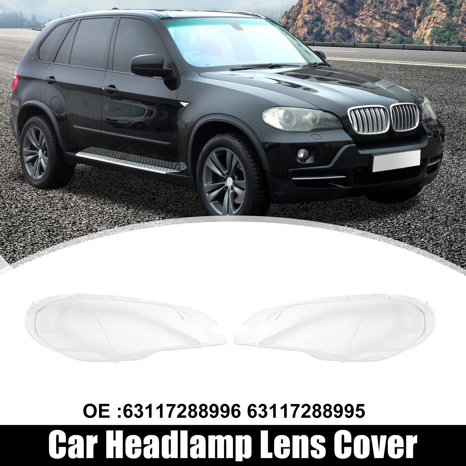 Headlight Lens Cover Cap Pair Front for BMW X5 E70 (2007–2013)