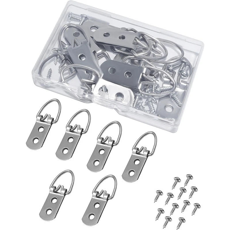 100pcs Iron Metal Two Hole D Ring Hangers with Anti Rust Electroplating