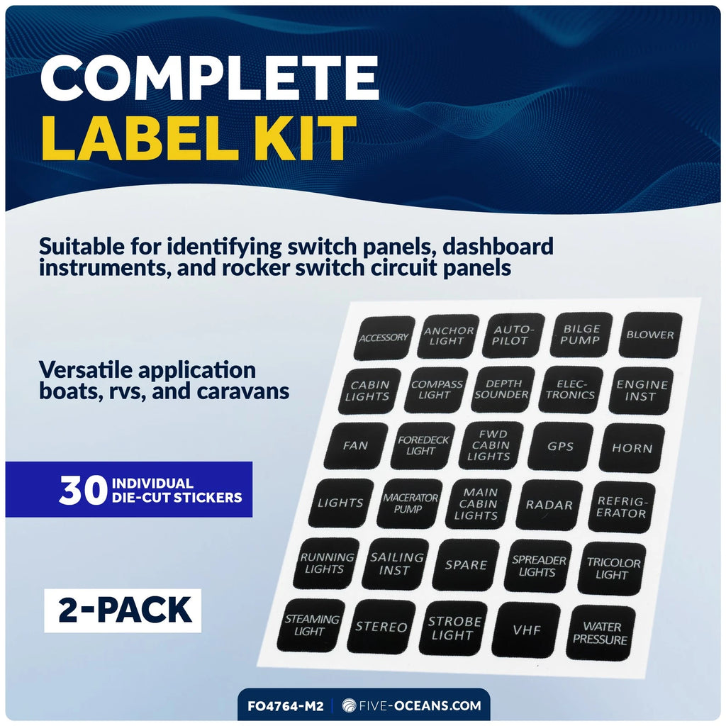 2X Marine Dashboard Decal Label Kit for Boat Switch Panel (30 Pcs)