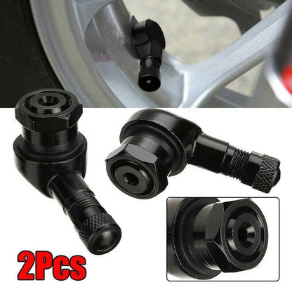 2X Aluminum Alloy 90° Angle Motorcycle Wheel Tire Valve Cap